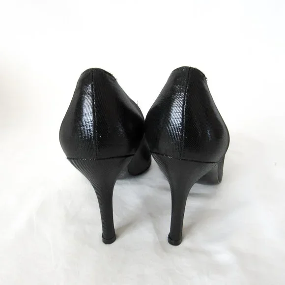 STUART WEITZMEN Classic Black Pointed Toe Pumps Crystal Charm Fringe Heels - Picture 14 of 15